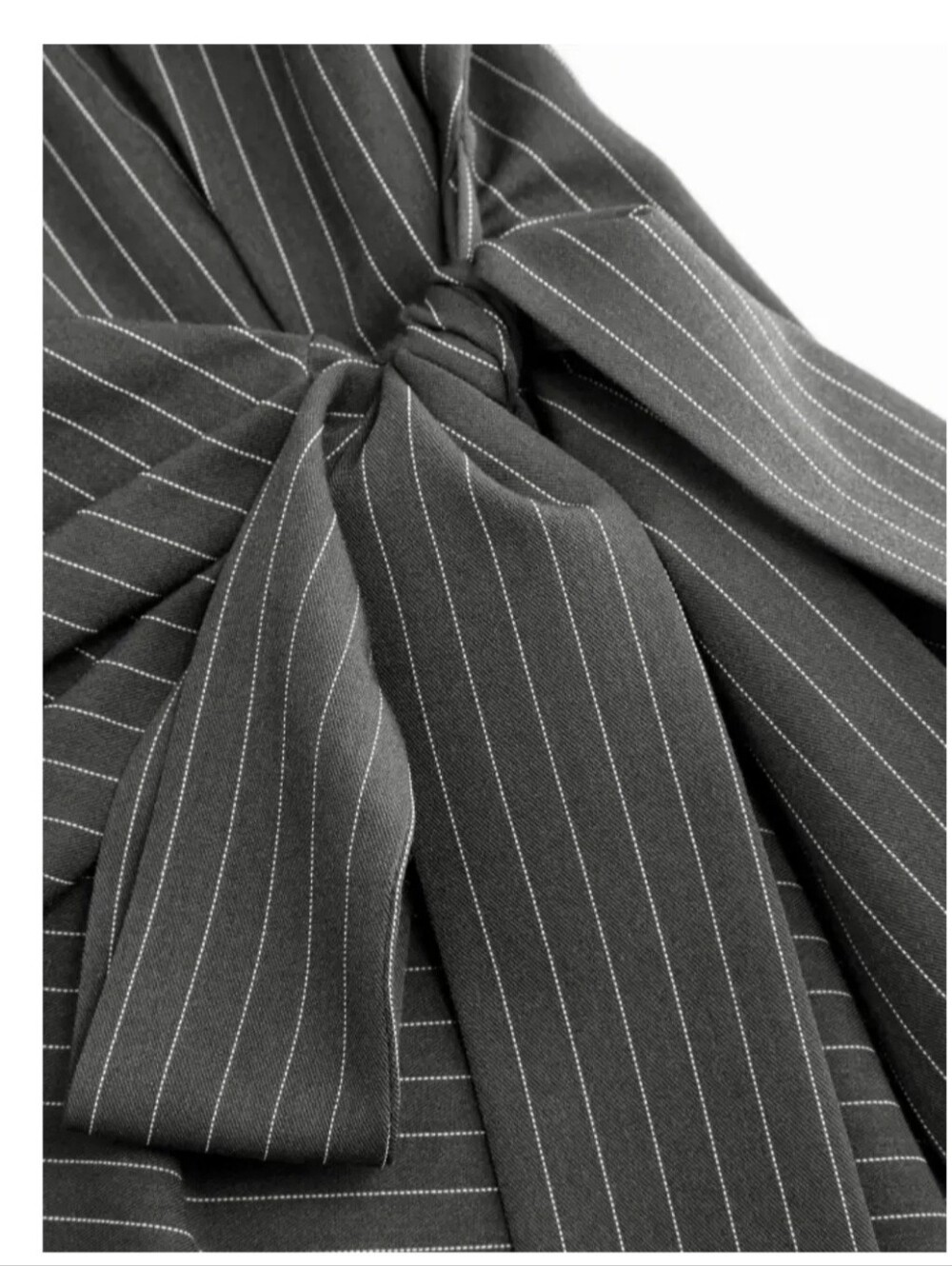 Cider Gray Pinstripe Long Sleeve Tie-Front Top - Picture 5 of 7
